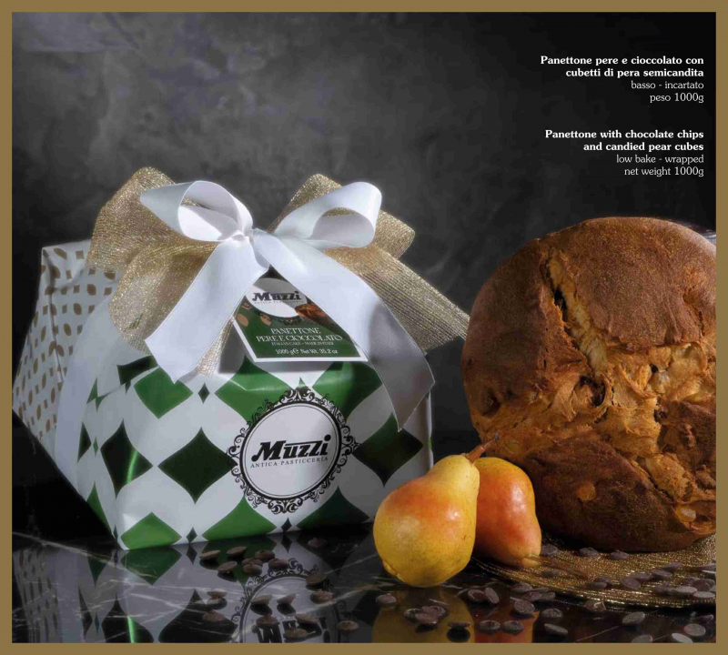 Panettone pere e cioccolato Muzzi 1 kg incartato